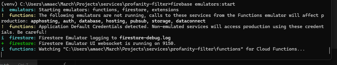 Functions running in emulator